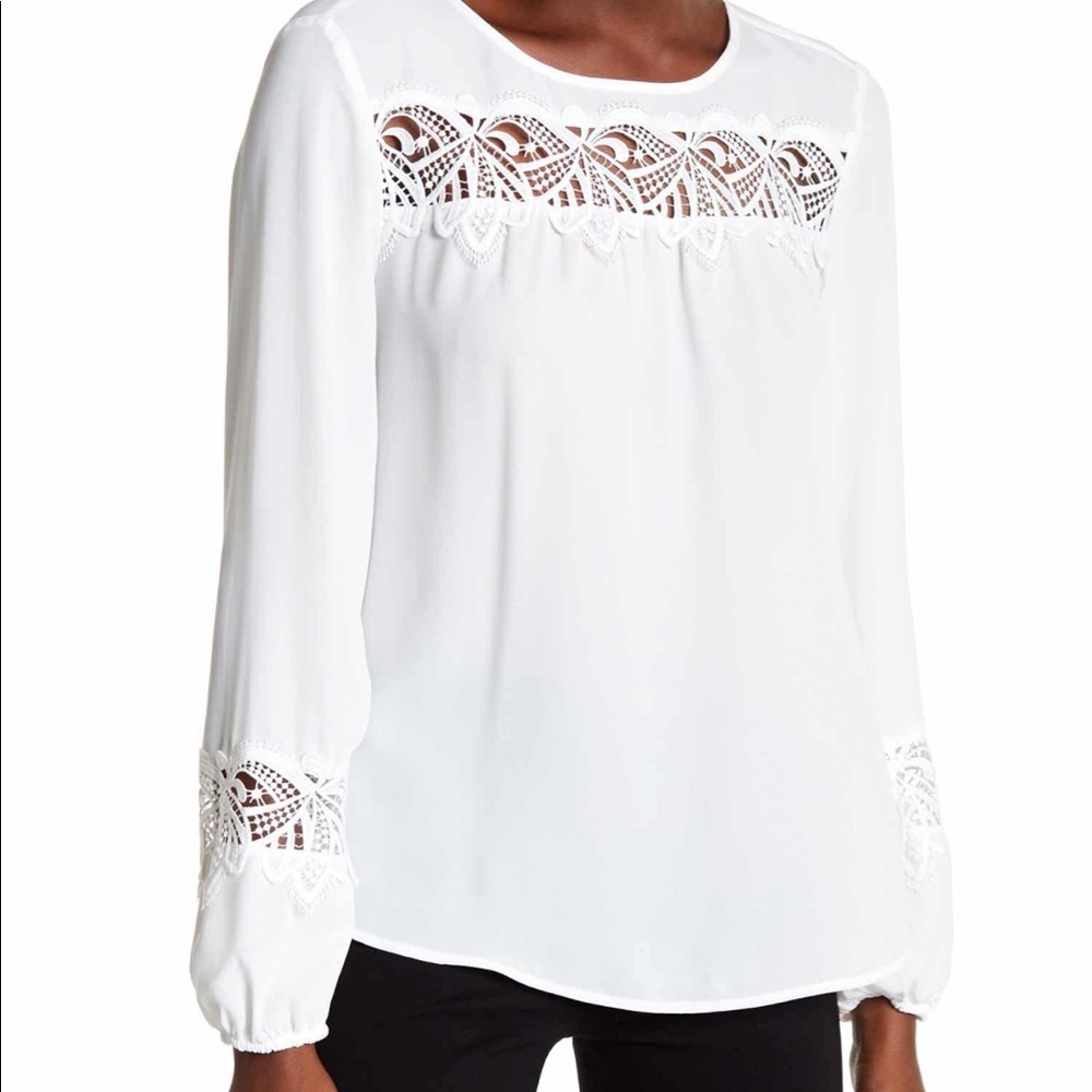 Tommy Hilfiger White Lace Trim Blouse